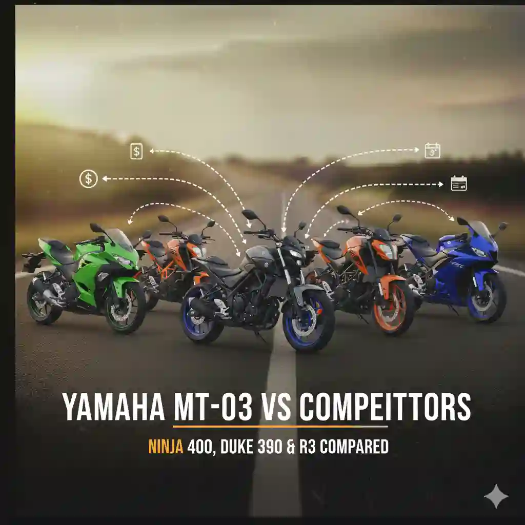 Yamaha MT-03 vs Competitors – Ninja 400, Duke 390, CB300R & R3 Compared